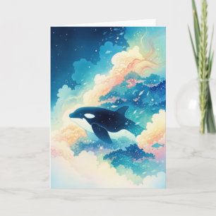 Orca Dancing in the Waves Card
