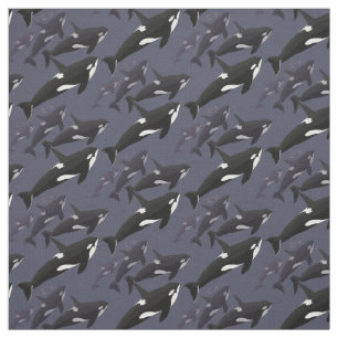 Orca Fabric Killer Whale Art Natural Linen Fabric