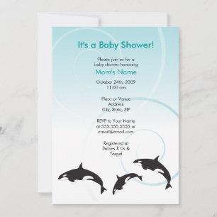Orca Family Trio Baby Shower Invitation