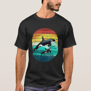 Orca Family Vintage Retro Art Killer Whale Family T-Shirt