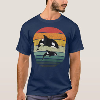 Orca Family Vintage Retro Art, Killer Whale Family T-Shirt