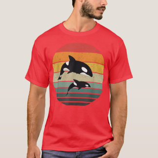 Orca Family Vintage Retro Art, Killer Whale Family T-Shirt