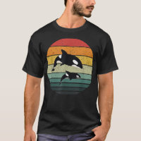 Orca Family Vintage Retro Art, Killer Whale Family