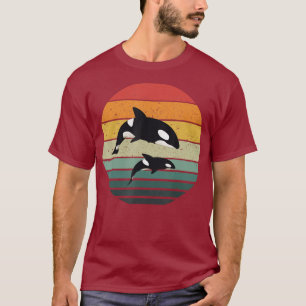 Orca Family Vintage Retro Art Killer Whale T-Shirt