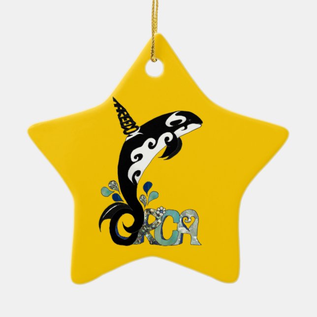 Orca Freedom Art Ceramic Tree Decoration (Front)
