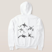 Orca Full Zip Up Grunge Back Design Hoodie 
