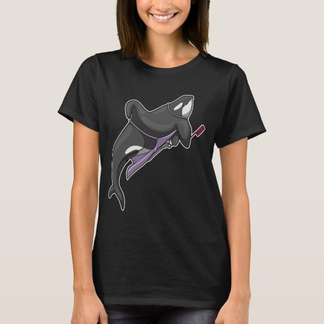 Orca Hairdresser Scissors Comb T-Shirt (Front)