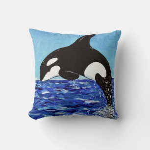 Orca in the Blue Painting Cushion