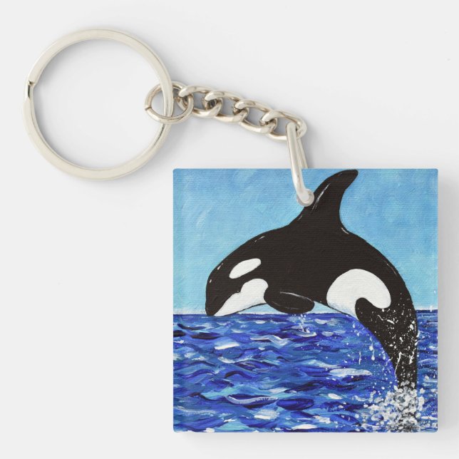 Orca in the Blue Painting Key Ring (Front)