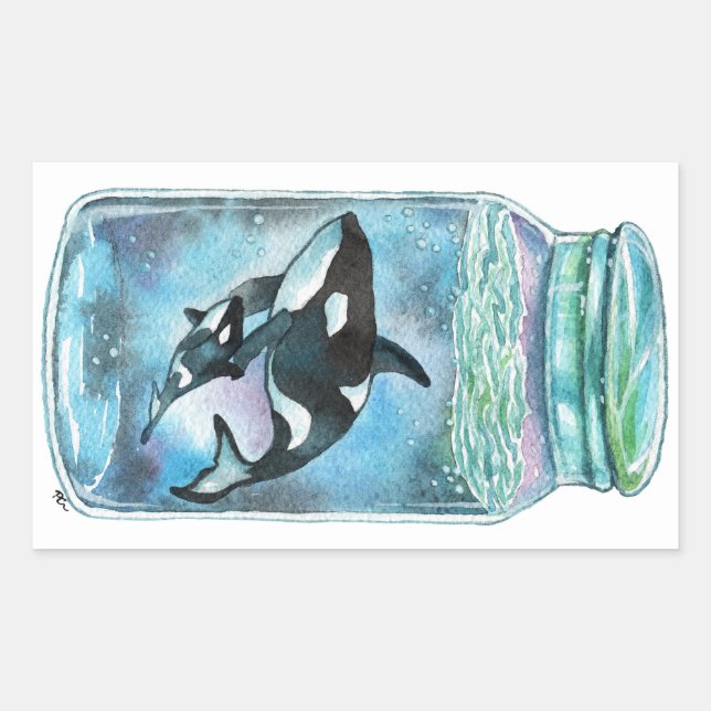 Orca in the Jar Rectangular Sticker (Front)