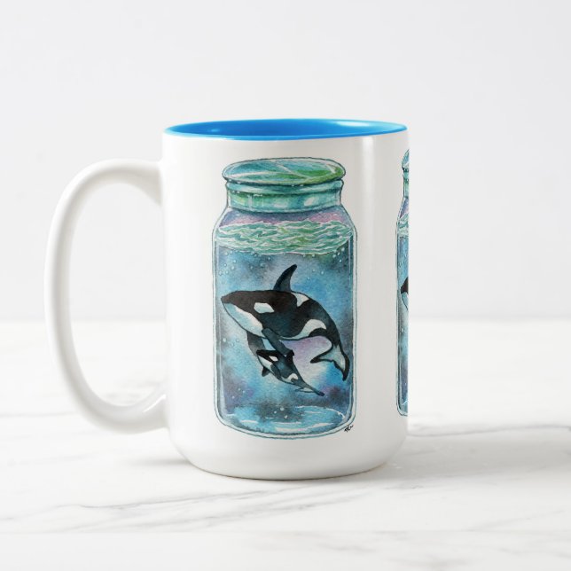 Orca in the Jar Two-Tone Coffee Mug (Left)