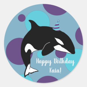 Orca Killer Whale Birthday  Classic Round Sticker