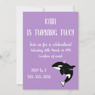 Orca Killer Whale Birthday Invitation