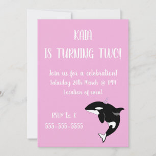 Orca Killer Whale Birthday  Invitation