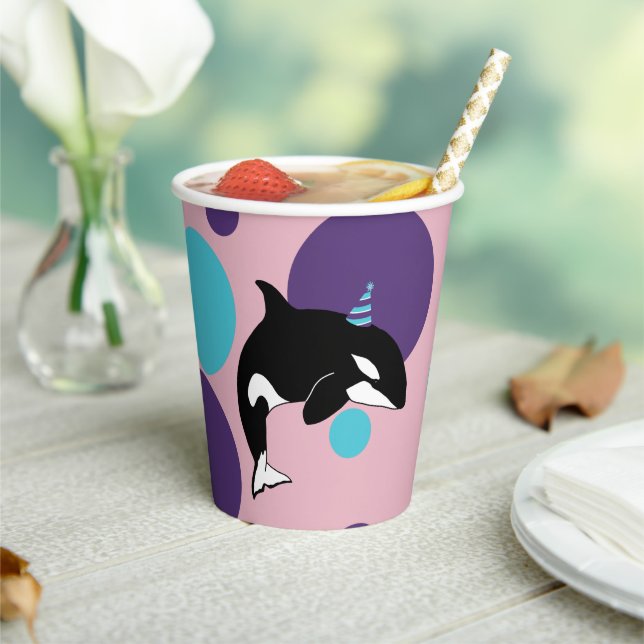 Orca Killer Whale Birthday  Paper Cups (Insitu)