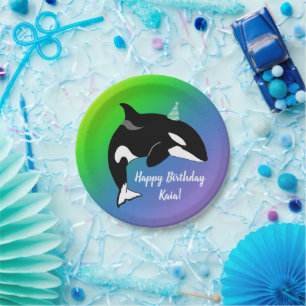 Orca Killer Whale Birthday  Paper Plate