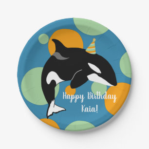 Orca Killer Whale Birthday Paper Plate