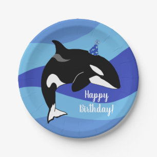 Orca Killer Whale Birthday Supplies Paper Plate