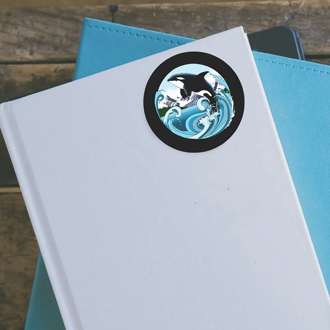 Orca Killer Whale Blue Ocean Classic Round Sticker (Creator Uploaded)