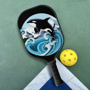 Orca Killer Whale Blue Ocean Pickleball Paddle