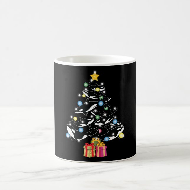 Orca Killer Whale & Christmas Tree Coffee Mug (Center)