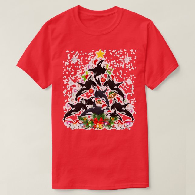 Orca Killer Whale Christmas Tree Orca T-Shirt (Design Front)