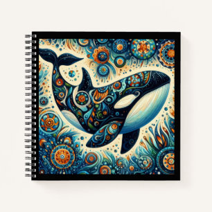 Orca Killer Whale Floral Whimsical Nautical Beach Notebook