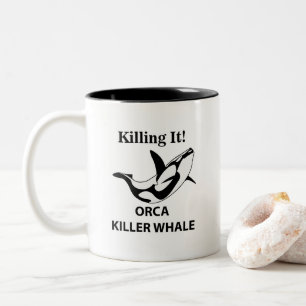 Orca Killer Whale Killing It Funny Two-Tone Coffee Mug