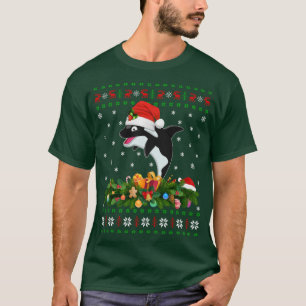 Orca Killer Whale Lover Xmas Santa Hat Ugly Orca C T-Shirt