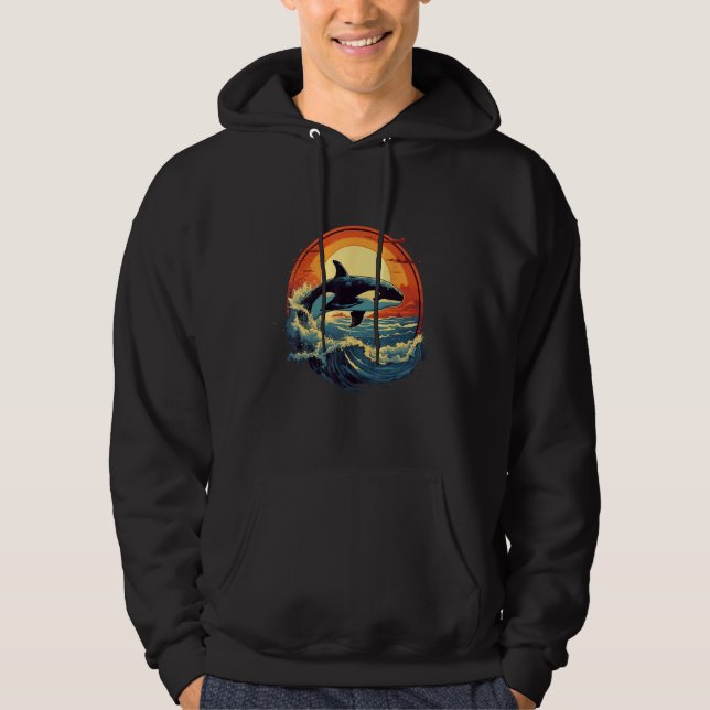 Orca Killer Whale  Men Women Boys Girls Orca Graph Hoodie (Front)