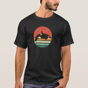 Orca Killer Whale Ocean Retro Sunset Pul Hoodie T-Shirt