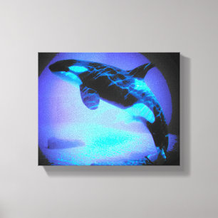 ORCA KILLER WHALE ON WOODEN CANVAS WOOD WALL ART