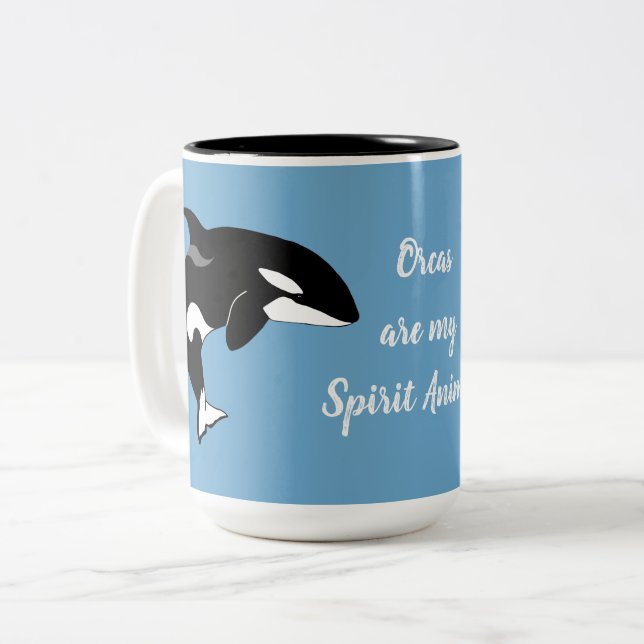 Orca Killer Whale Spirit Animal  Two-Tone Coffee Mug (Front Left)