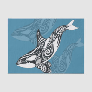 Orca Killer Whale Tlingit Indigo Blue ink Tissue Paper