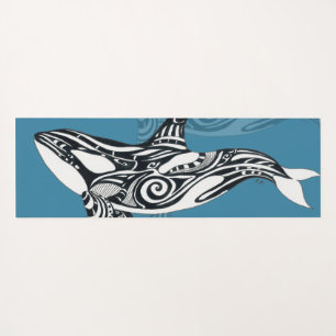 Orca Killer Whale Tlingit Indigo Blue ink Yoga Mat