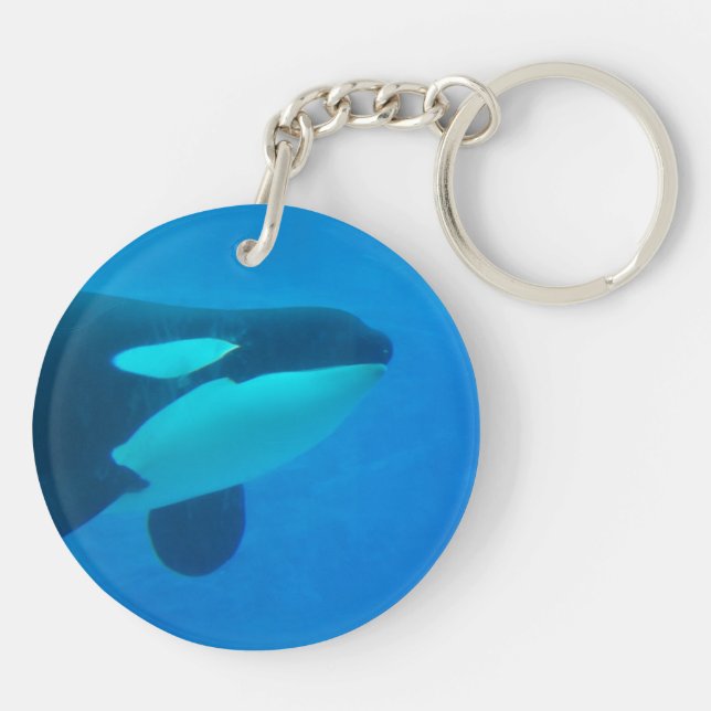 orca killer whale underwater blue key ring (Back)