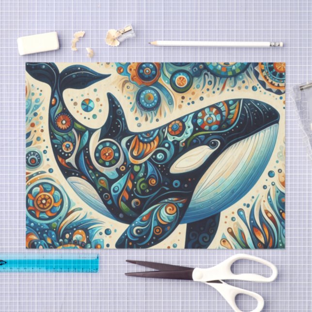 Orca Killer Whale Whimsical Nautical Decoupage Tissue Paper (Craft)
