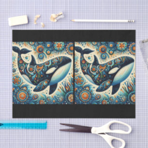 Orca Killer Whale Whimsical Nautical Decoupage Tissue Paper