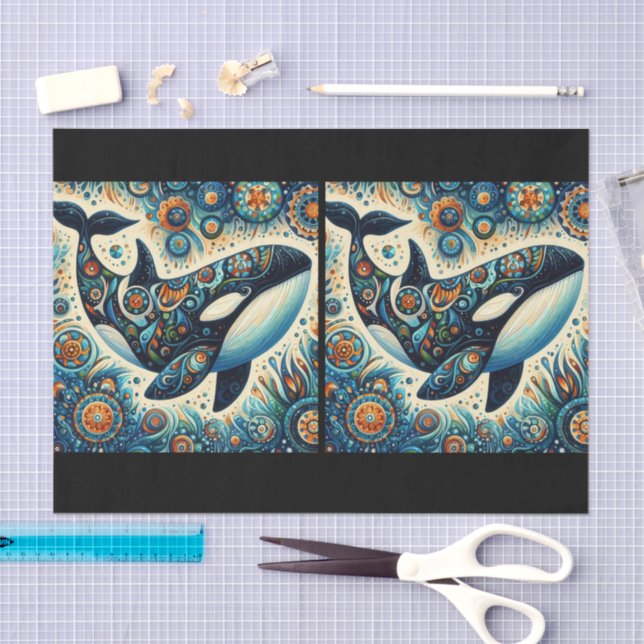 Orca Killer Whale Whimsical Nautical Decoupage Tissue Paper (Craft)