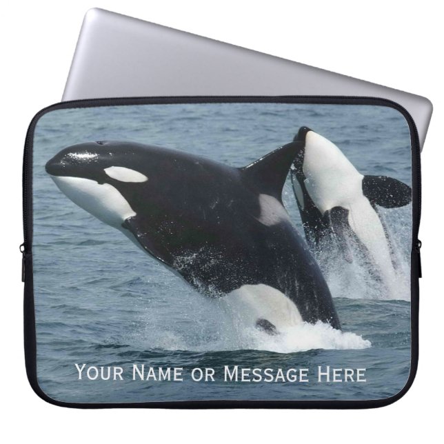 Orca Killer Whales Breaching Personalised Laptop Sleeve (Front)