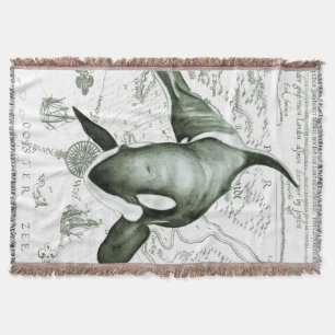 Orca Map Green Throw Blanket