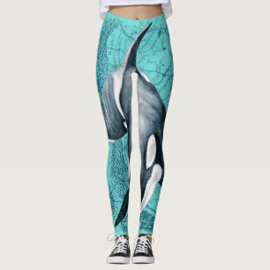 Orca Map Teal Leggings