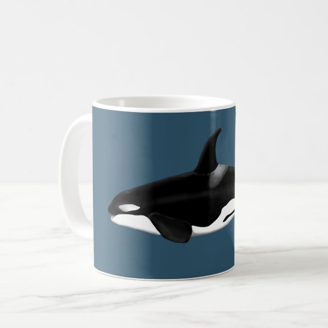 Orca Mug on dark blue (Front Left)