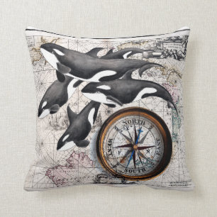 Orca Nautical Compass Cushion