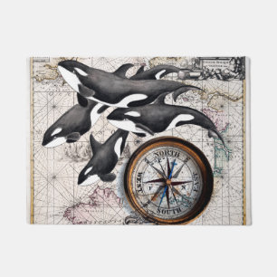 Orca Nautical Compass Doormat