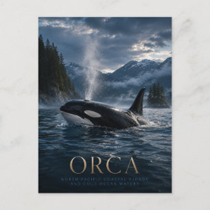 Orca North Pacific Fjord ANIMALS Postcard