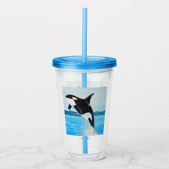 Orca Painting Acrylic Tumbler (Front)
