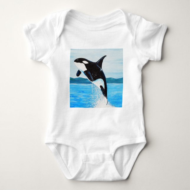 Orca Painting Baby Bodysuit (Front)