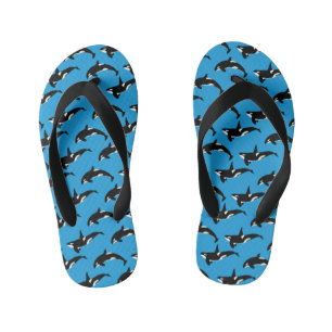 Orca Pattern: Blue Kid's Thongs