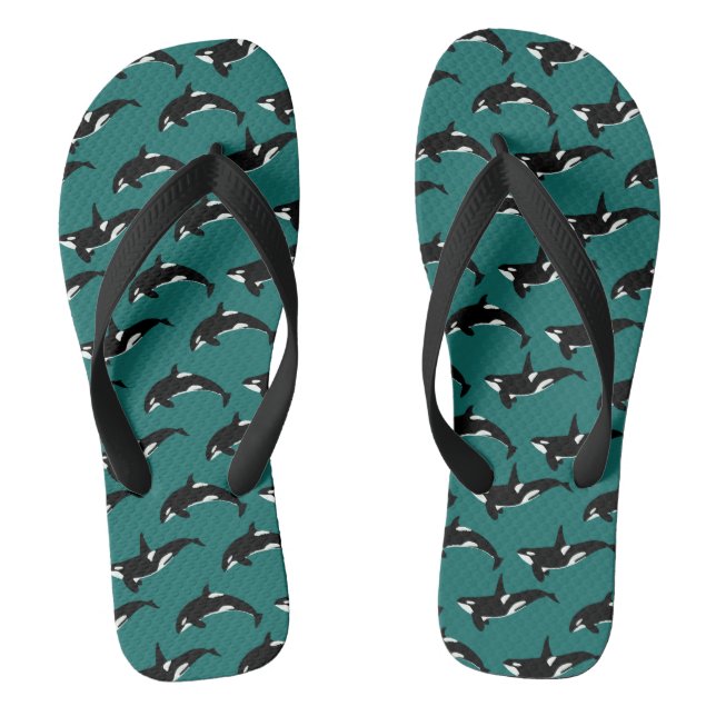 Orca Pattern: Green Thongs (Footbed)